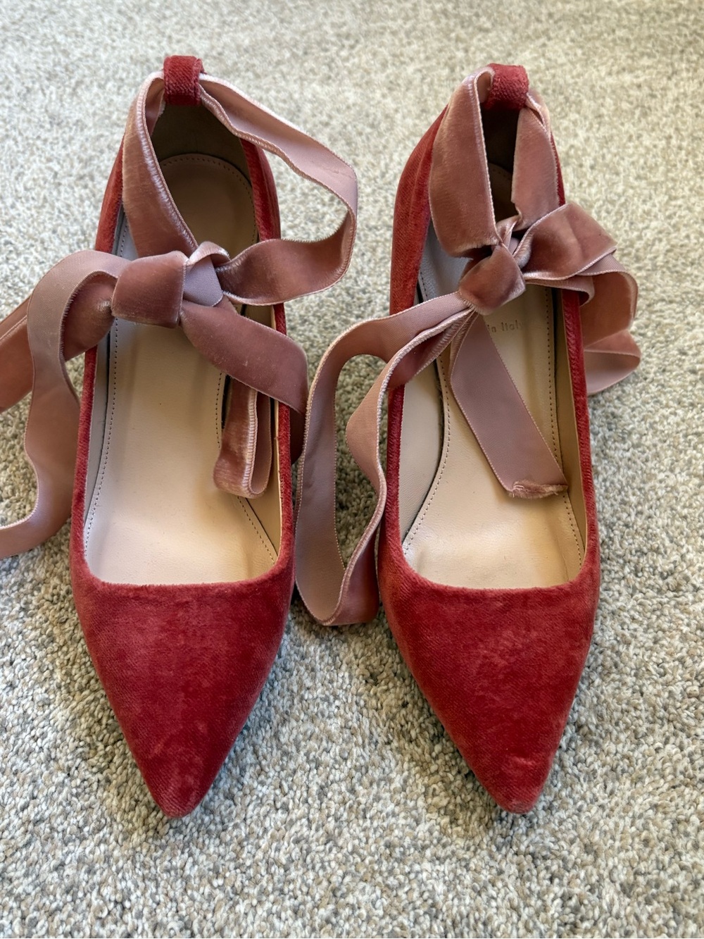 J.Crew - Women’s Elsie Velvet Ankle-Wrap Pumps - Rust Blush Pink - Size 6.5 - Picture 10 of 11
